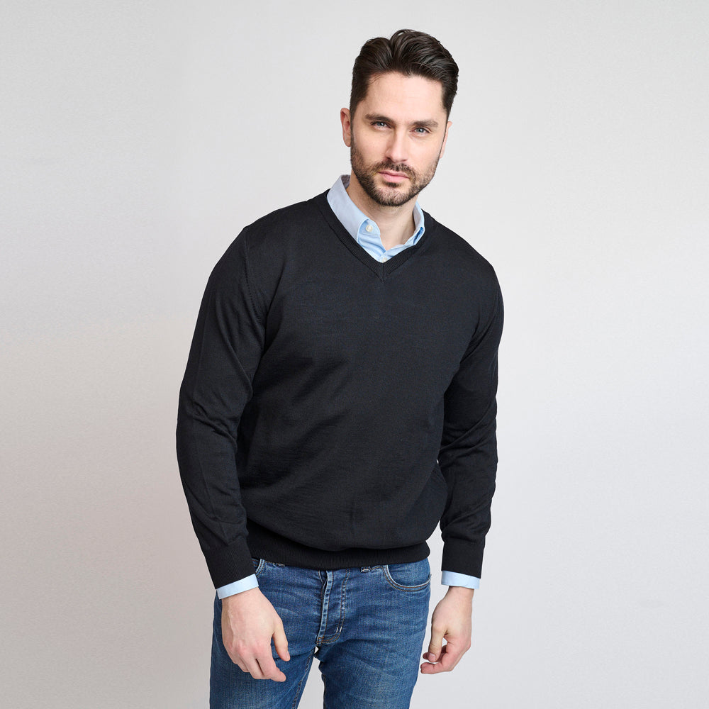 Riise Merino V-neck, Navy